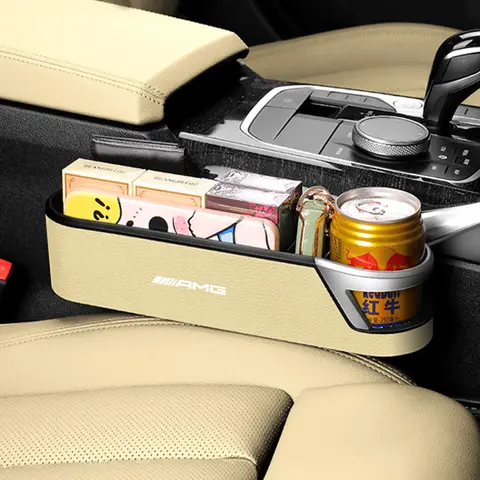 메르세데스 벤츠 AMG A B C E S G V R 클래스 A45 C43 S63 W206 GLA GLB GLE SLK용 차량 콘솔 사이드 시트 틈새 수납함 컵홀더 정리함