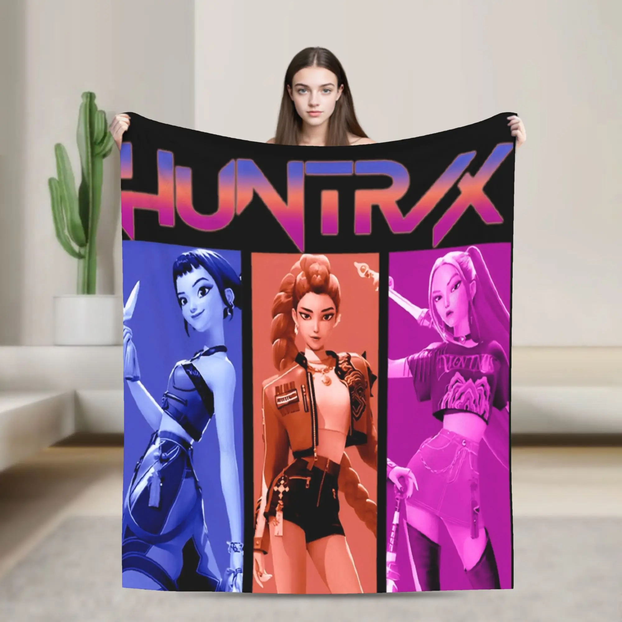 

Одеяло Huntrix Kpop Demon Movie Mira Rumi and Zoey, теплое мягкое одеяло, зимнее покрывало для девочек и мальчиков, гостиная, графическое покрывало