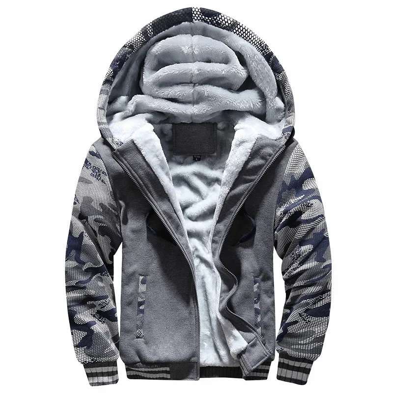 Men's Zipper Hoodies Bison Pattern Print Casual Winter Clothing Long Sleeve Sweatshirt Casual Hooded Jacket Outerwear