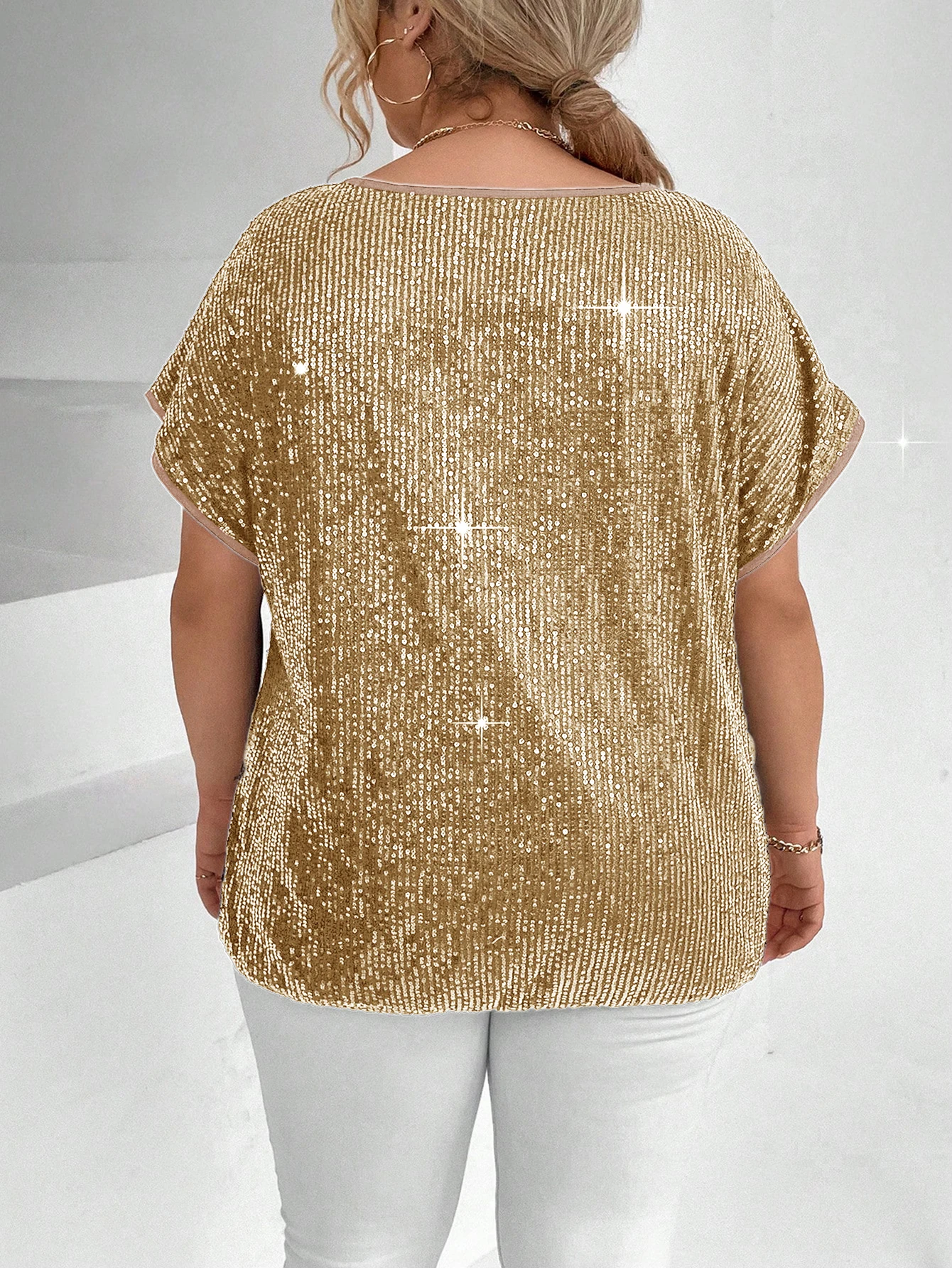 Plus Size Solid T-Shirt Loose Short Sleeve Casual Women Basic Tops