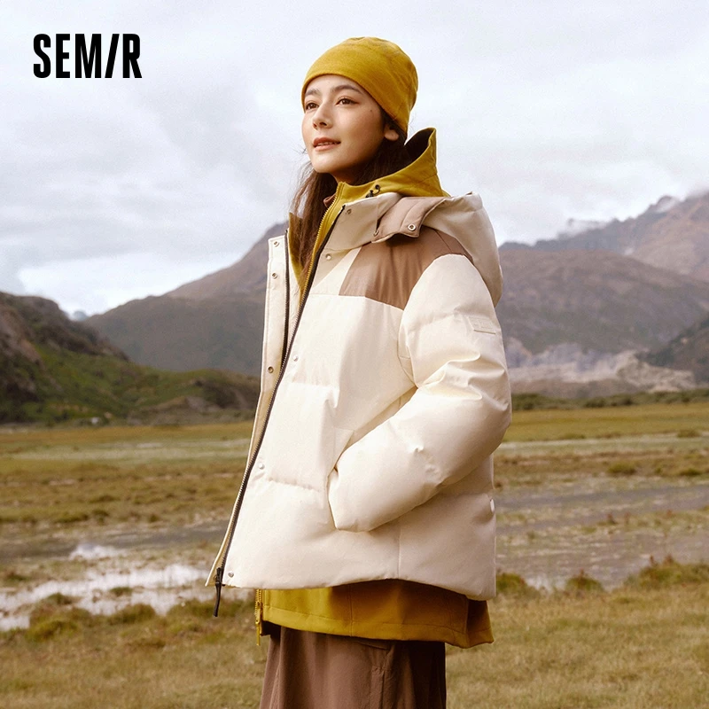 Semir National Geographic Series Down Jacket Women 2024 New Winter Three-Resistant Heating Clothing