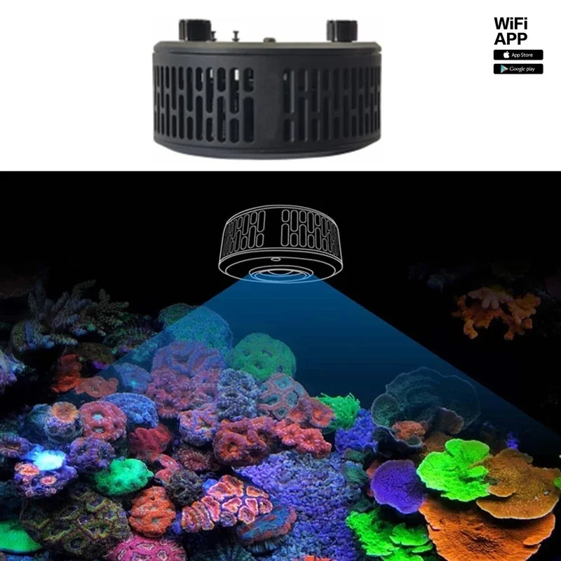 Aquarium Full Spectrum A7 WIFI Control Coral Tank LED Light 360 Round Lamp A7S2