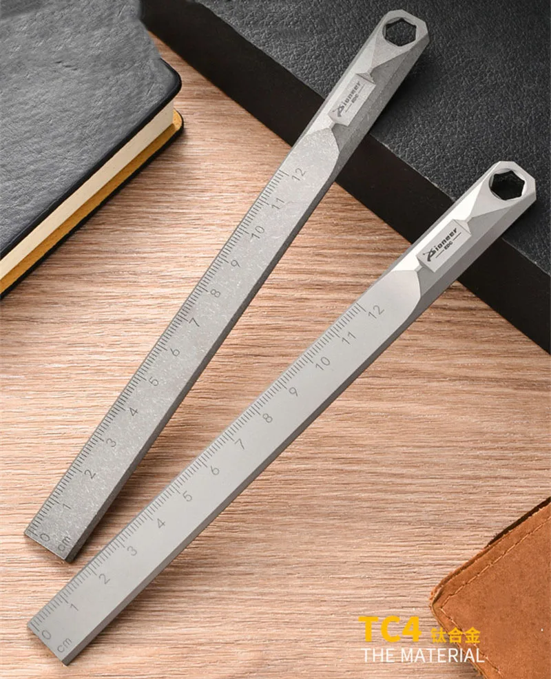 1 Piece Multifunctional Titanium Straightedge  Ruler Outdoor Full Metal Defence Tool