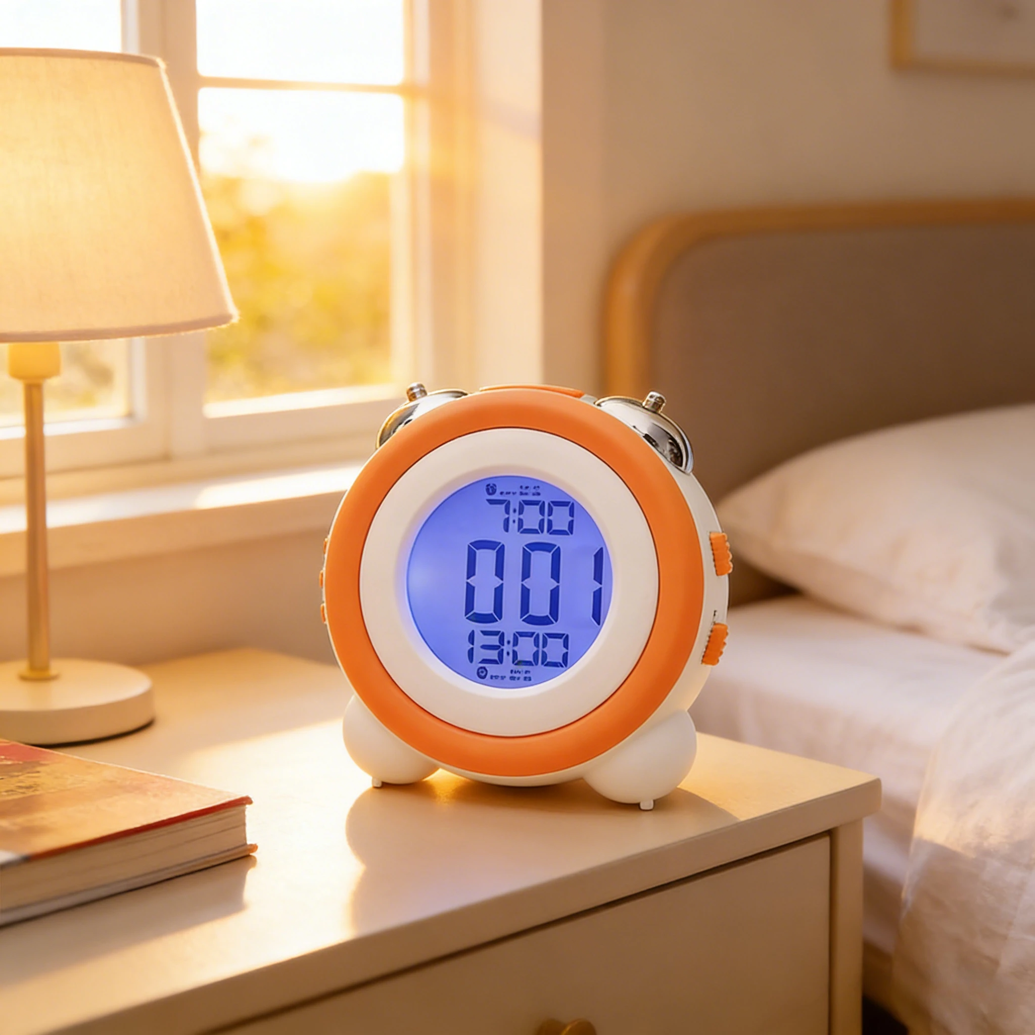 Creative Loud Volume Simple 3D LED Alarm Clock Mute Luminous Electronic Clock Double Bell Dual Alarm Settings.