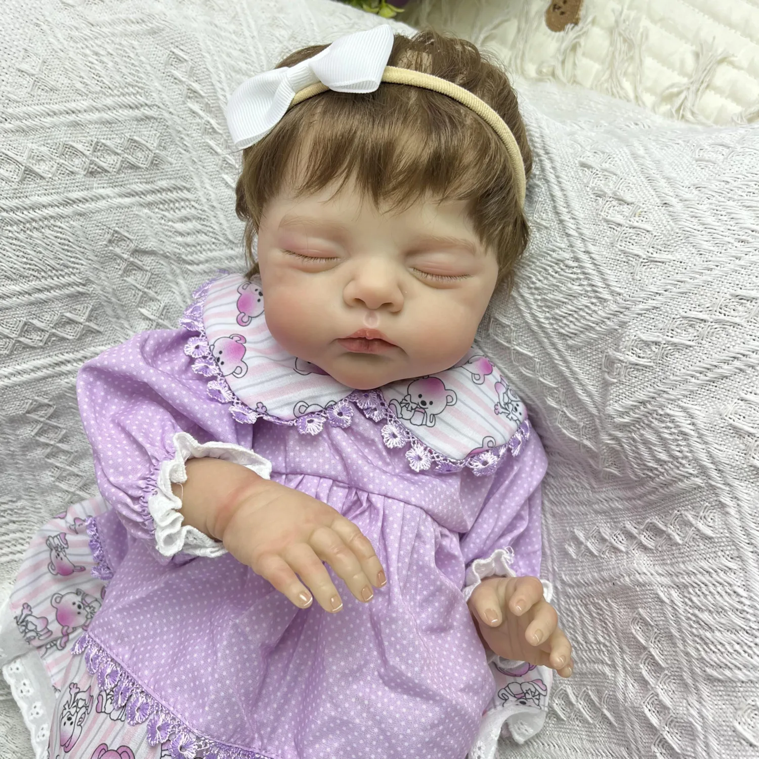 BZDOLL 19 Calowa 48 CM Lalka Reborn Dziewczynka z Pełnego Winylu, Realistyczna, Ręcznie Robiona, Modna, Idealna na Prezent Urodzinowy