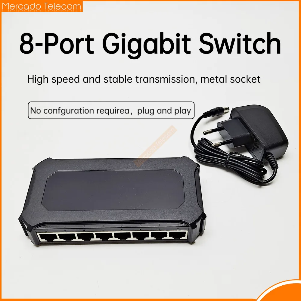 8 Port Gigabit Switch Ethernet Switch Network Switch 1G Large Game Adapter Lan HUB RJ45 Auto unmanaged gbit switcher