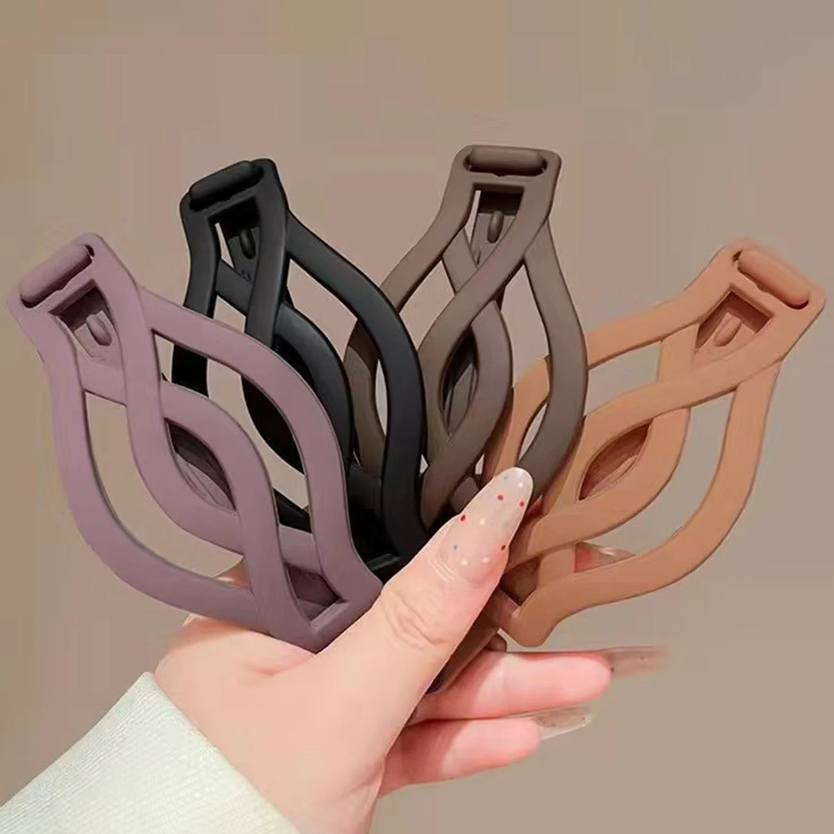 4 قطع من مشابك الشعر المستديرة المسطحة الفرنسية بإبزيم ملتوي غير قابل للانزلاق للشعر الرقيق السميك للنساء والفتيات