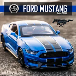 Coche de juguete Ford Mustang Shelby GT350 para niños, coche de juguete de alta simulación, escala 1:32, 4 puertas abiertas, GT500