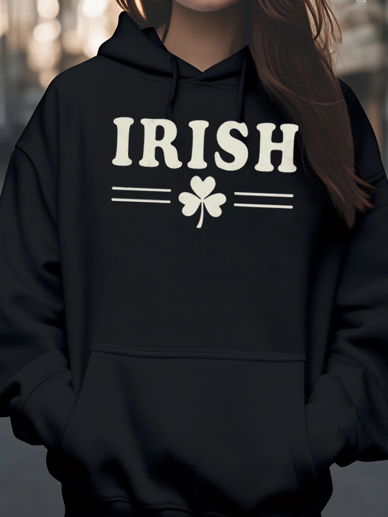 سترة بغطاء للرأس بطبعة شامروك الأيرلندية لعيد القديس باتريك للنساء