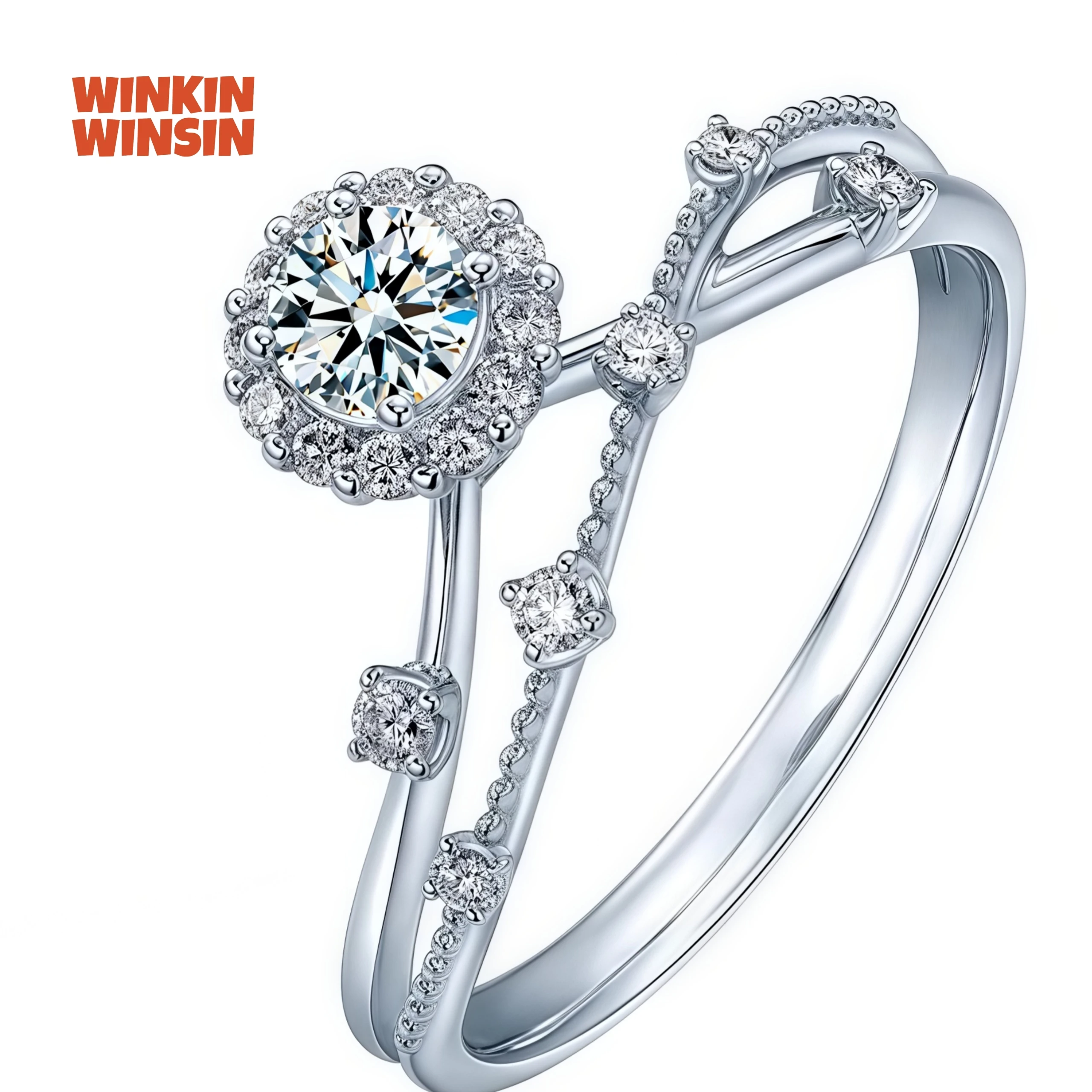 

WINKIN WINSIN бренд MST новые продукты модное кольцо женское стерлинговое серебро 925 пробы сертифицированные кольца с муассанитом ювелирные изделия