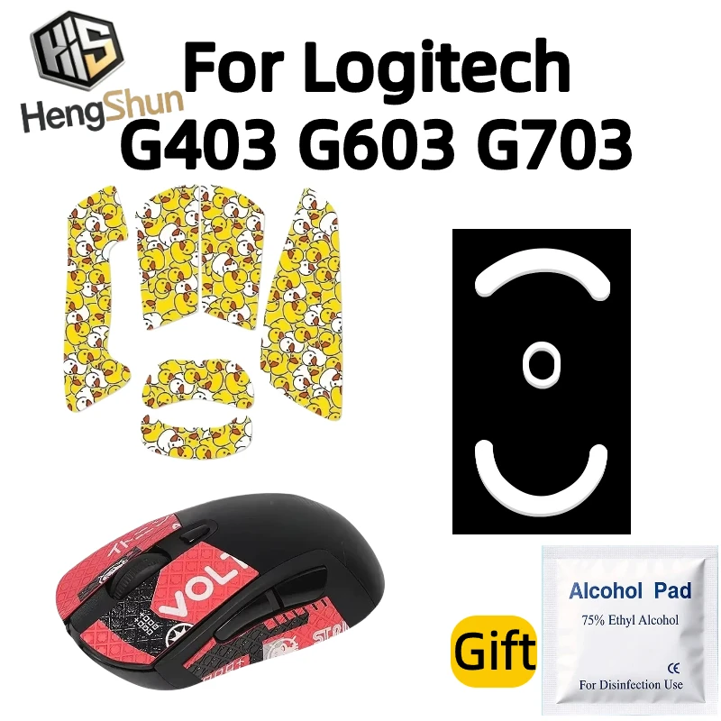For Logitech G403 G603 G703 Mouse PTFE Mouse Feet & Anti-Slip Grip Tape Sweat Resistant Gaming Stickers With Alcohol Pad
