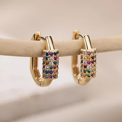 Colored Zircon Earrings For Women Stainless Steel Earrings 2024 Trend New Couple Luxury Brand Jewelry Freeshipping pendientes