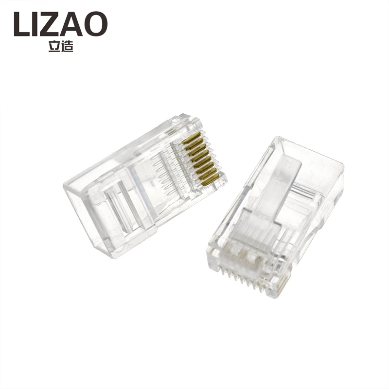 LIZAO RJ45 8P8C Gold Plated Modular Plug Cat5 CAT5e Ethernet Network Cable Connector Crystal Head for DIY Cable