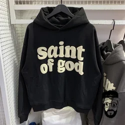 Kanye West-Sudadera con estampado de letras de espuma para hombre, sudadera holgada de terciopelo, sail of god