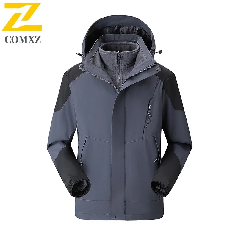 سترة COMXZ للرجال للمغامرة بتصميم 3 في 1 خارجي مقاوم للرياح معطف مريح موضة الخريف سترة واقية للرجال #1