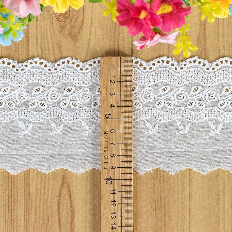 100% Cotton Embroidered Lace Sewing Ribbon Guipure Trim African Lace Fabric Warp Knitting DIY Garment Accessories 1 Yard