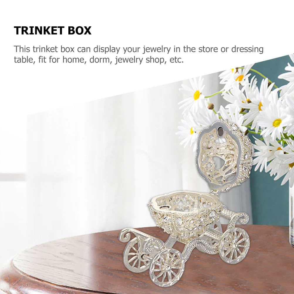 Elegant Carriage Jewelry Gift Boxes Boxes Silver Home Decor Pumpkin Jewelry Storage Container Metal Keepsake Box