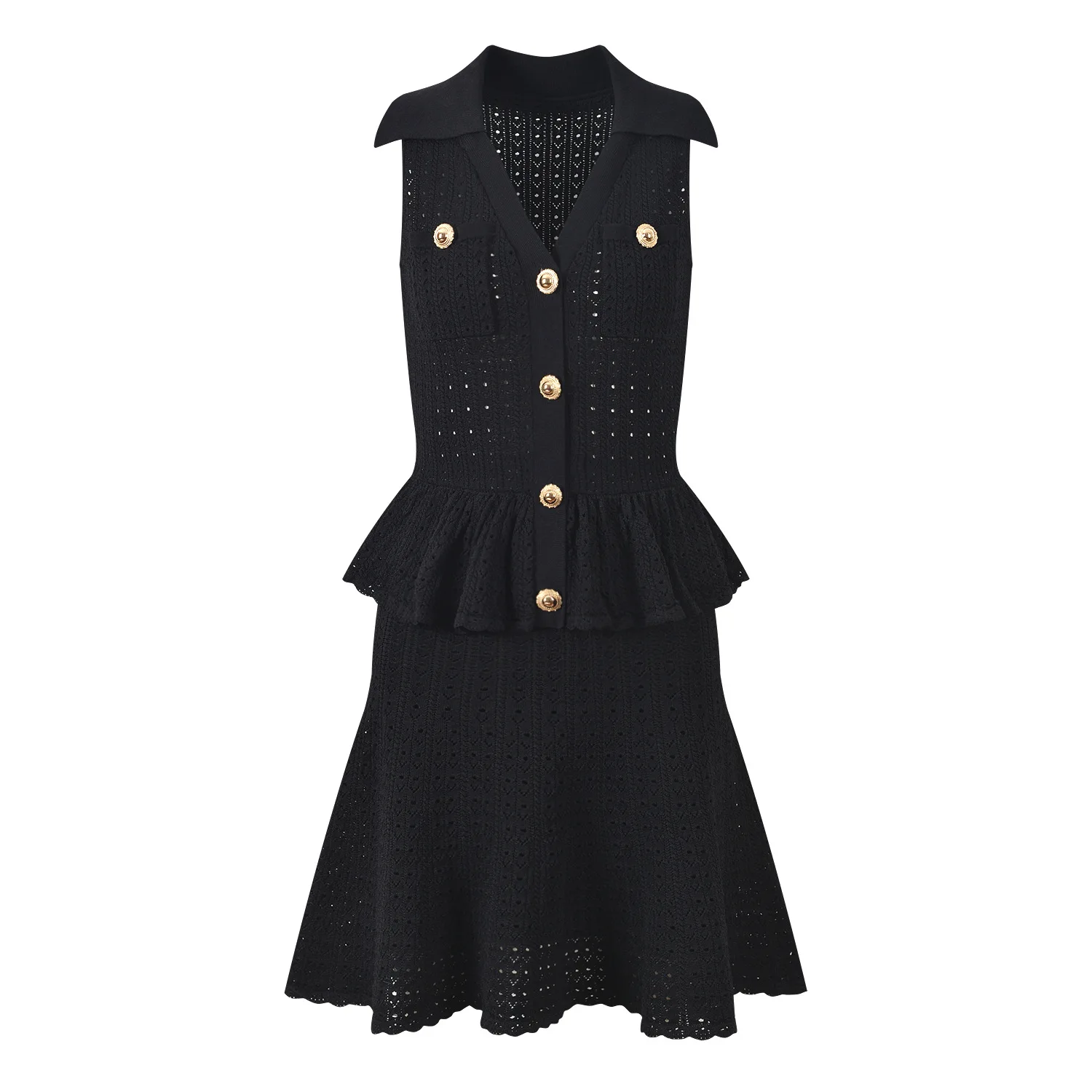 Summer 2025 New Style Slimming and Youthful V-neck Single Button Pleated Hem Lace-up Dress for Ladies streetwear
