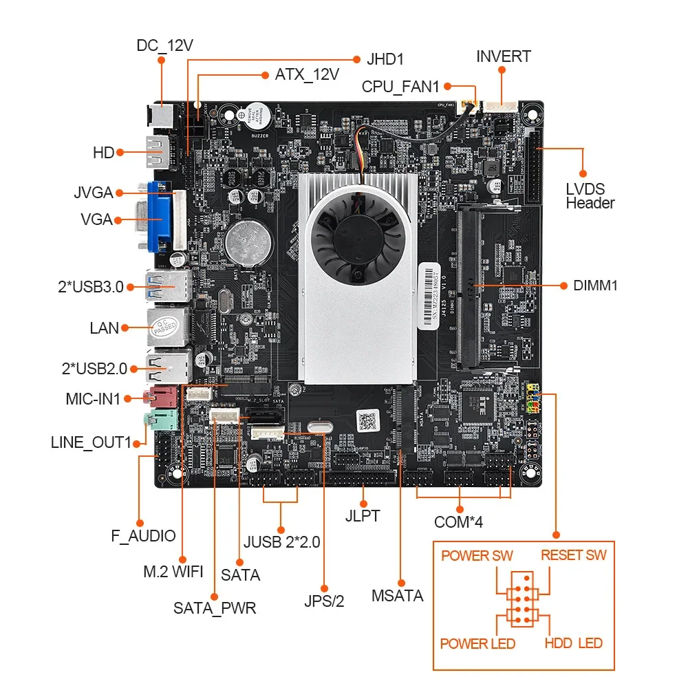 ITX Motherboard para PC J4125, CPU com DDR4, Memória Notebook, VGA Integrado, Interface HD