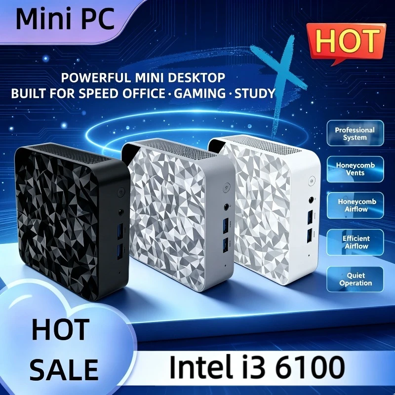 Mini PC Intel i3 6100 16GB RAM 1TB 2TB Large SSD 4K WiFi6 BT5.2 Multiple Appearance Options For Study Studio Entertainment Work