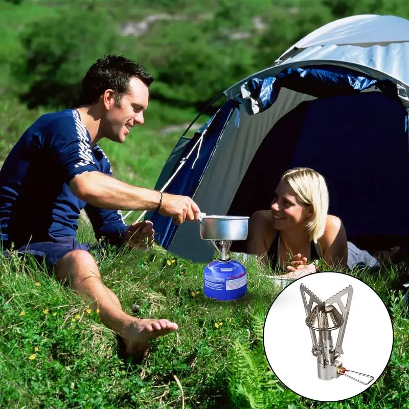 Windproof Foldable Stove Burner Ultralight Camping Stove Windproof Portable Stove For Hiking Cooking BBQ