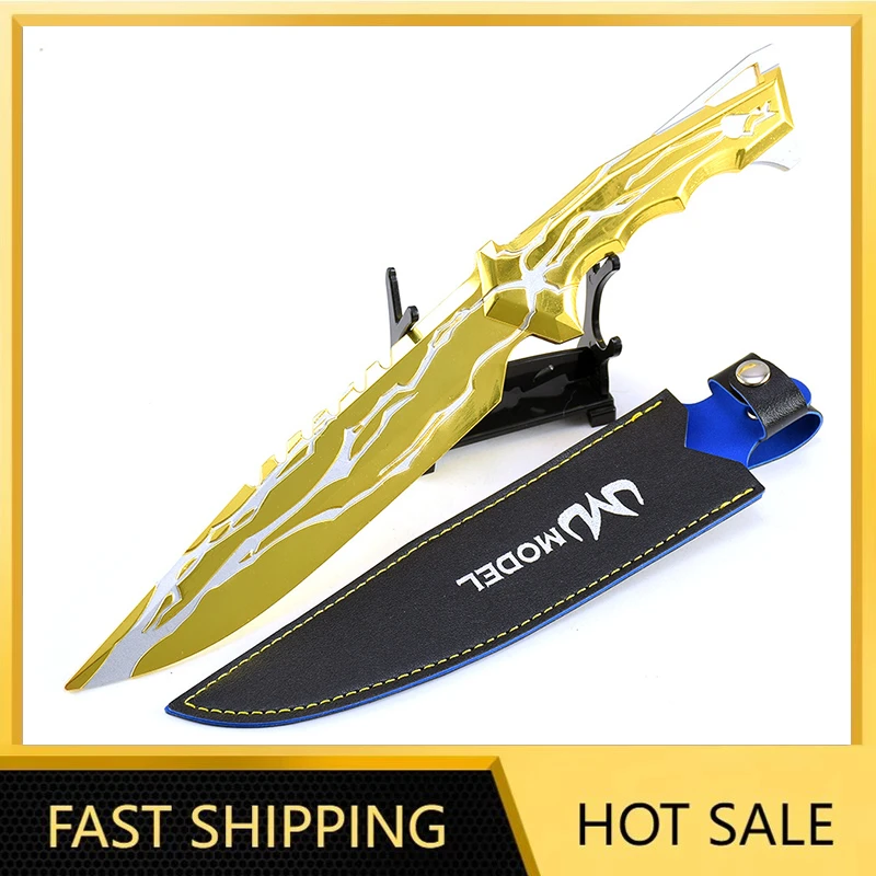Periférico de juego Valorant, 28cm/11,02 pulgadas, modelo de arma, cuchillo de castigo divino, cubierta de cuero y Metal, versión de adornos de juguete, colecciones