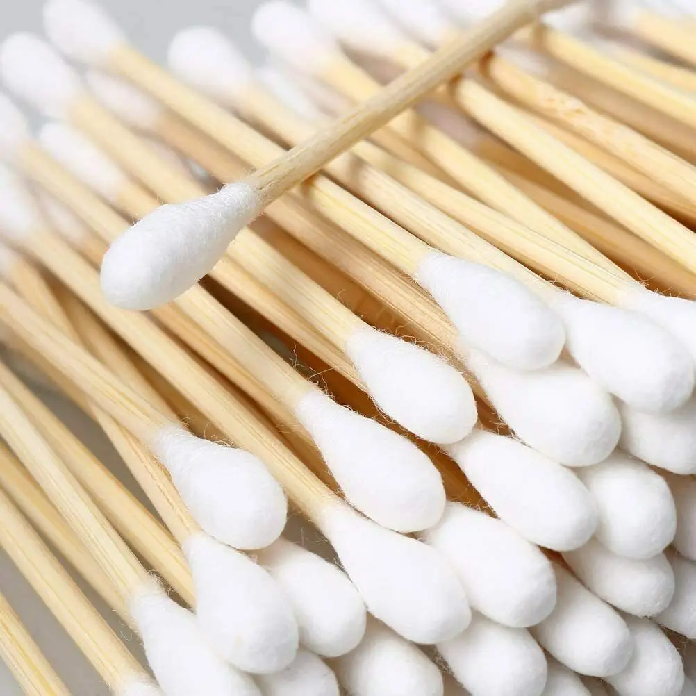 Custom logo ear cleaning cotton buds cotton swabs 100 pieces or customized bamboo sticks cotton swabs