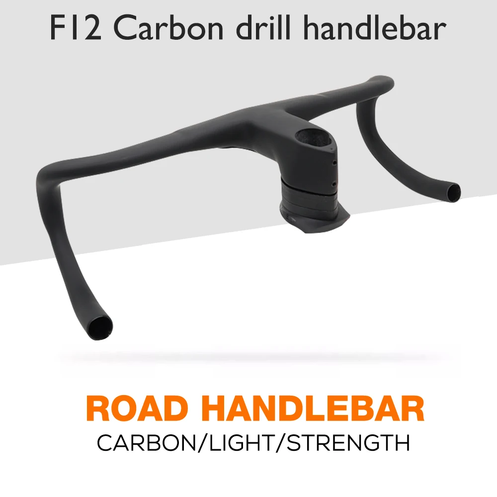 

Black carbon fiber integrated handlebar, road bike drop handlebar, 1:1, suitable for F12/F14 series, full internal cable routing