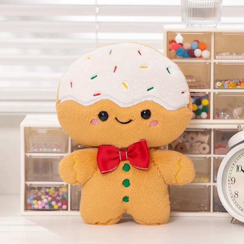 Kawaii Christmas Gingerbread Man Plush Toy Soft Gingerbread Man Plushie Baby Kids Christmas Gift Festival Decoration