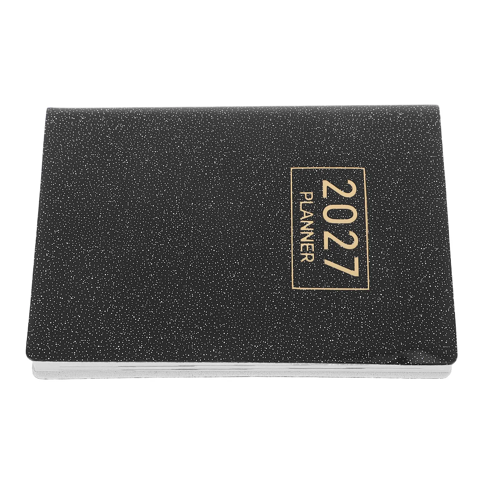 A7 2027 Daily Planner Pocket Calendar Black PU Hardcover Portable Compact Organizer for Work Study Office Schedule