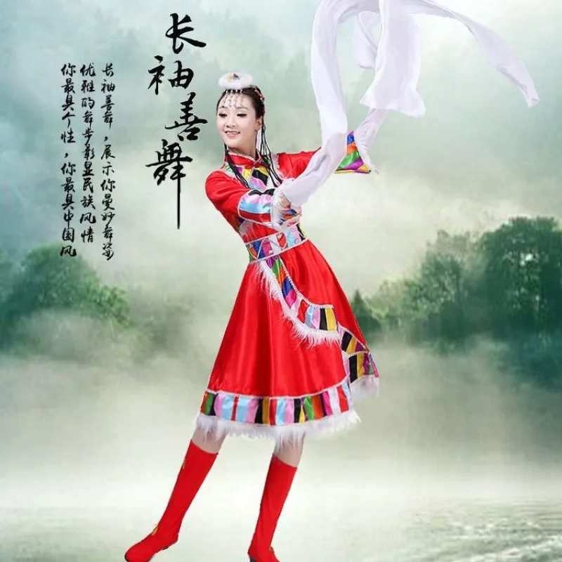 New Tibetan performance costumes for women, adults, and children, water sleeves, Tibetan dance costumes, Tibetan robes, Tibetan