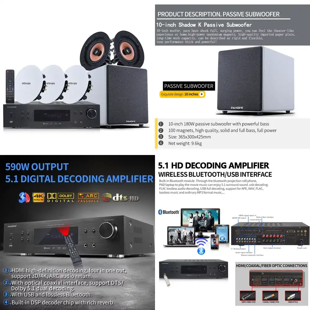 

5.1 DTS Home Theater Sound System Ceiling Speakers Background Music System with Digital Amplifier/Subwoofer