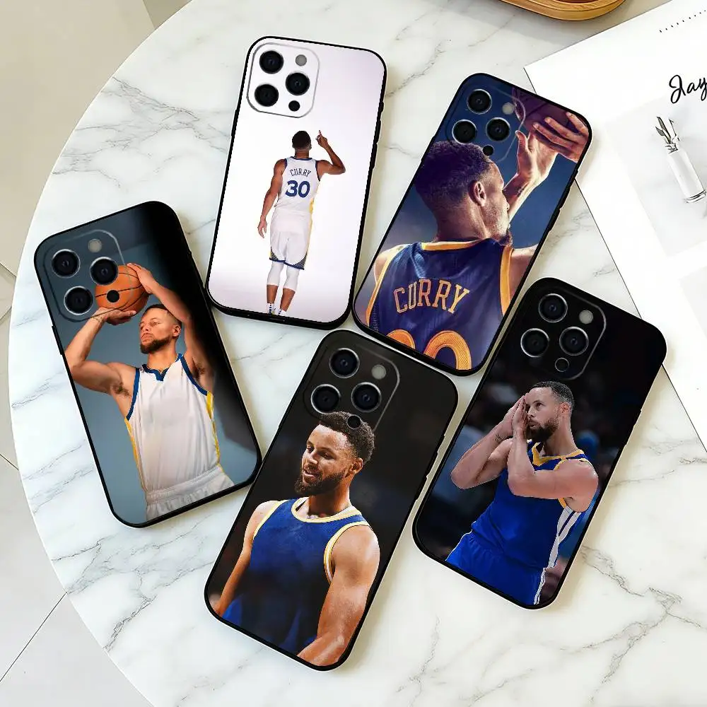 Funda para Teléfono con Diseño de Stephen Curry 30 para iPhone 17, 16, 15, 14, 13, 12, 11 Plus, Pro Max y Otros Modelos, Cubierta Negra Suave