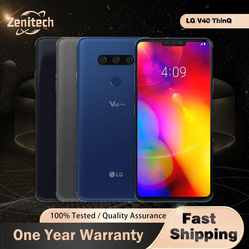Оригинальный мобильный телефон LG V40 ThinQ 4G LTE 6,4 дюйма, 6 ГБ ОЗУ, 64 ГБ/128 ГБ ПЗУ, 16 МП, одинарный/двойной SIM-карты, отпечаток пальца V405UA V405EBW, мобильный телефон Оригинальный мобильный телефон LG V40 ThinQ 4G LTE 6,4 дюйма, 6 ГБ ОЗУ, 64 ГБ/128 ГБ ПЗУ, 16 МП, одинарный/двойной SIM-карты, отпечаток пальца V405UA V405EBW, мобильный телефон