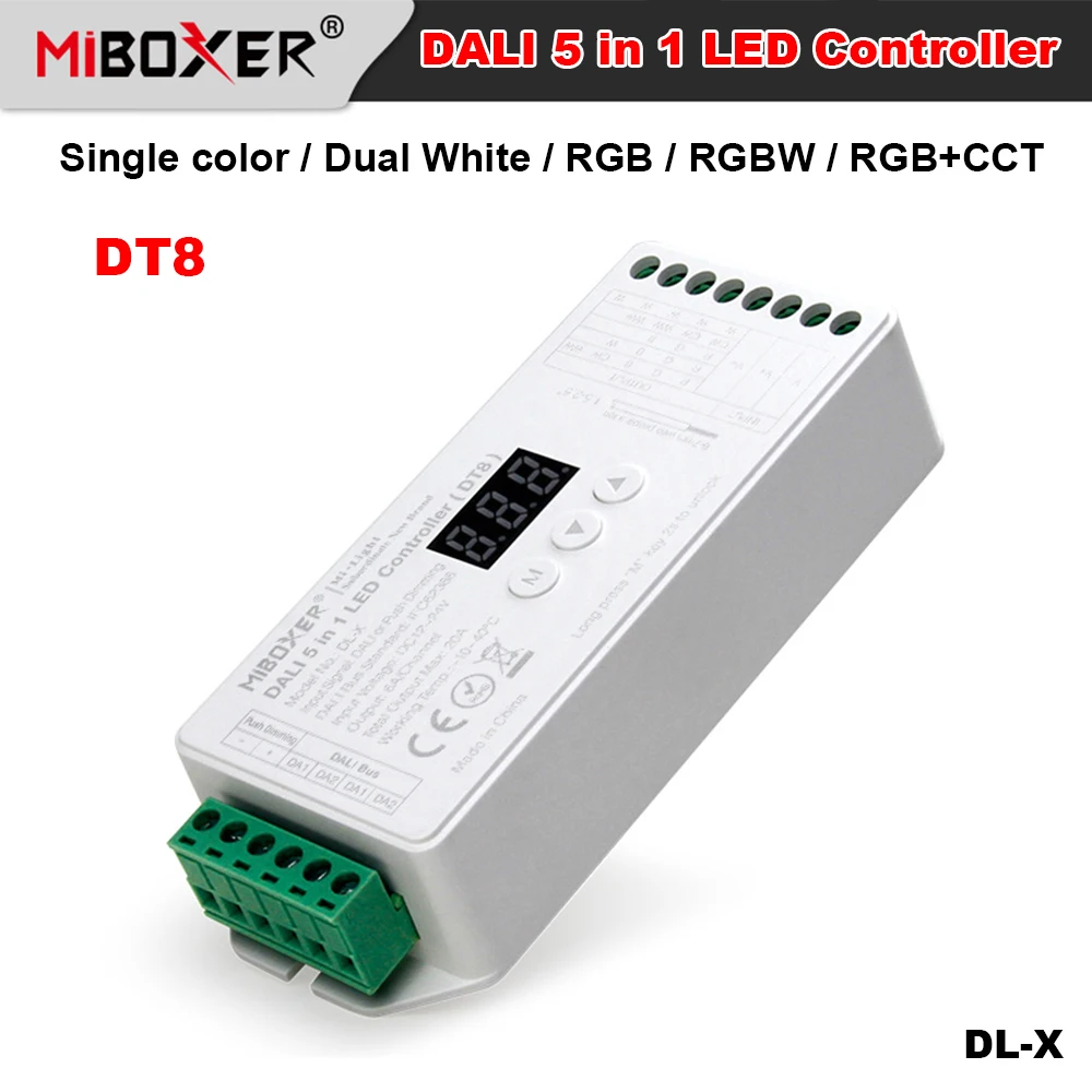 Miboxer DL-X DC12~24V 5In1 DALI DT8  Digital Display single/Double White/RGB/RGBW/RGB+CCT LED Strip Dimmer Controller