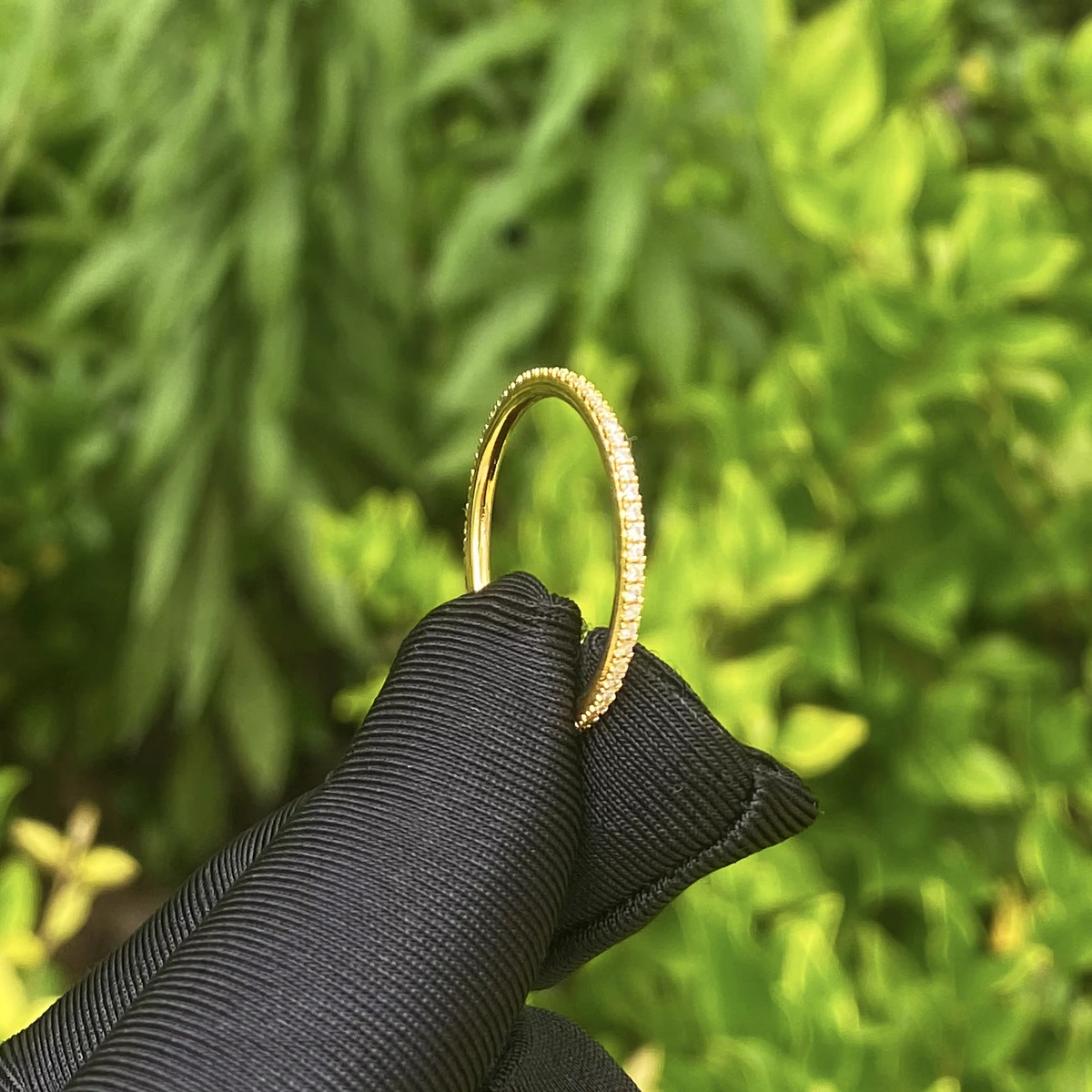 خاتم زفاف على شكل حرف فقاعي مثلج للرجال مطلي بالذهب الحقيقي 5A مجوهرات الهيب هوب