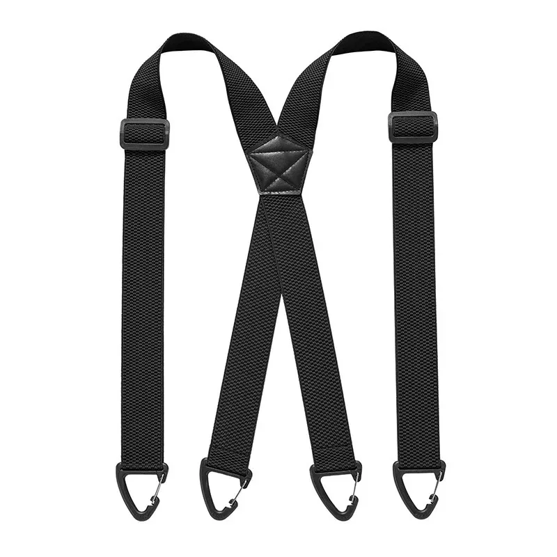 Suspensórios Ajustáveis Elásticos para Calças - Pretos, Reforçados para Trabalho, Masculinos, 3,8cm de Largura, Modelo Y e X com Fixadores de Plástico