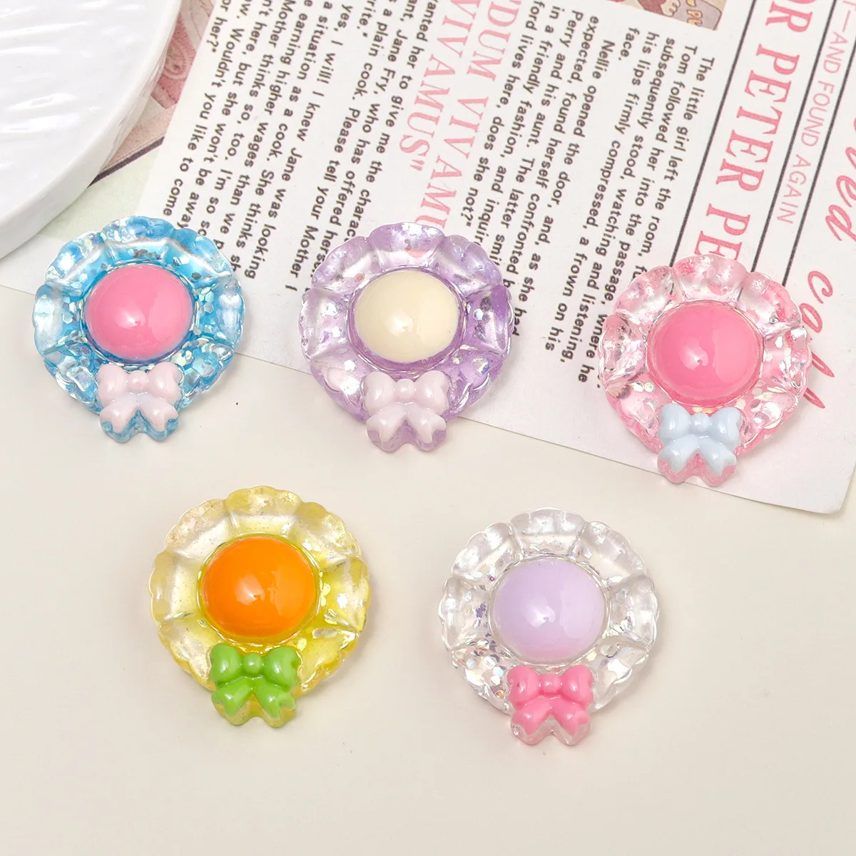 5 個ミニソ花漫画樹脂アクセサリー diy ジャンクケースチャーム手作りミニチュア材料ジュエリー工芸用品