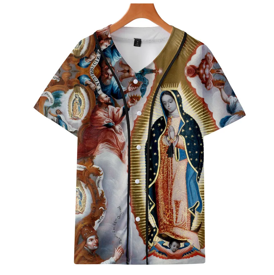 Our Lady Of Guadalupe Virgin Mary Catholic Mexico Top Quality Casual T Shirt Men Summer Baseball T-shirt Harajuku Tshirt Clothes view 3