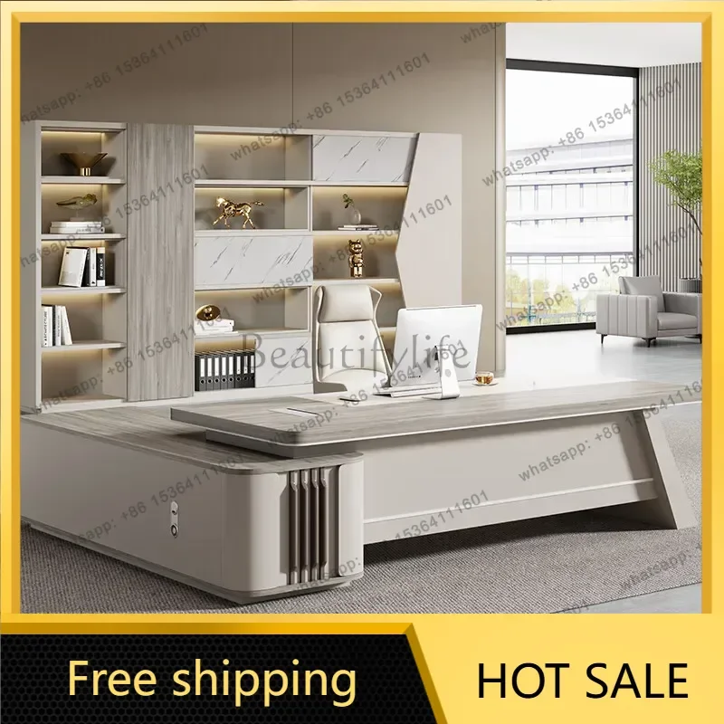LJY Design Boss Desk Light Luxury Simple Modern Monitor Stand Reception High Quality Office Desk Unusual Unique Bureau Furniture