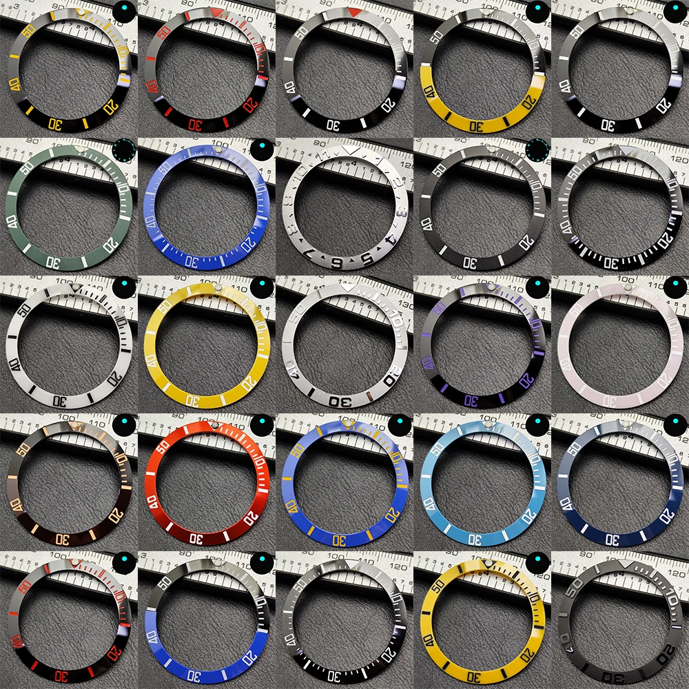 38×30.6mm Sloping Ceramic/Aluminium Bezel Insert Blue Green Luminous Diving Watch Bezel Ring Watch Parts For 40mm Diver GMT Part
