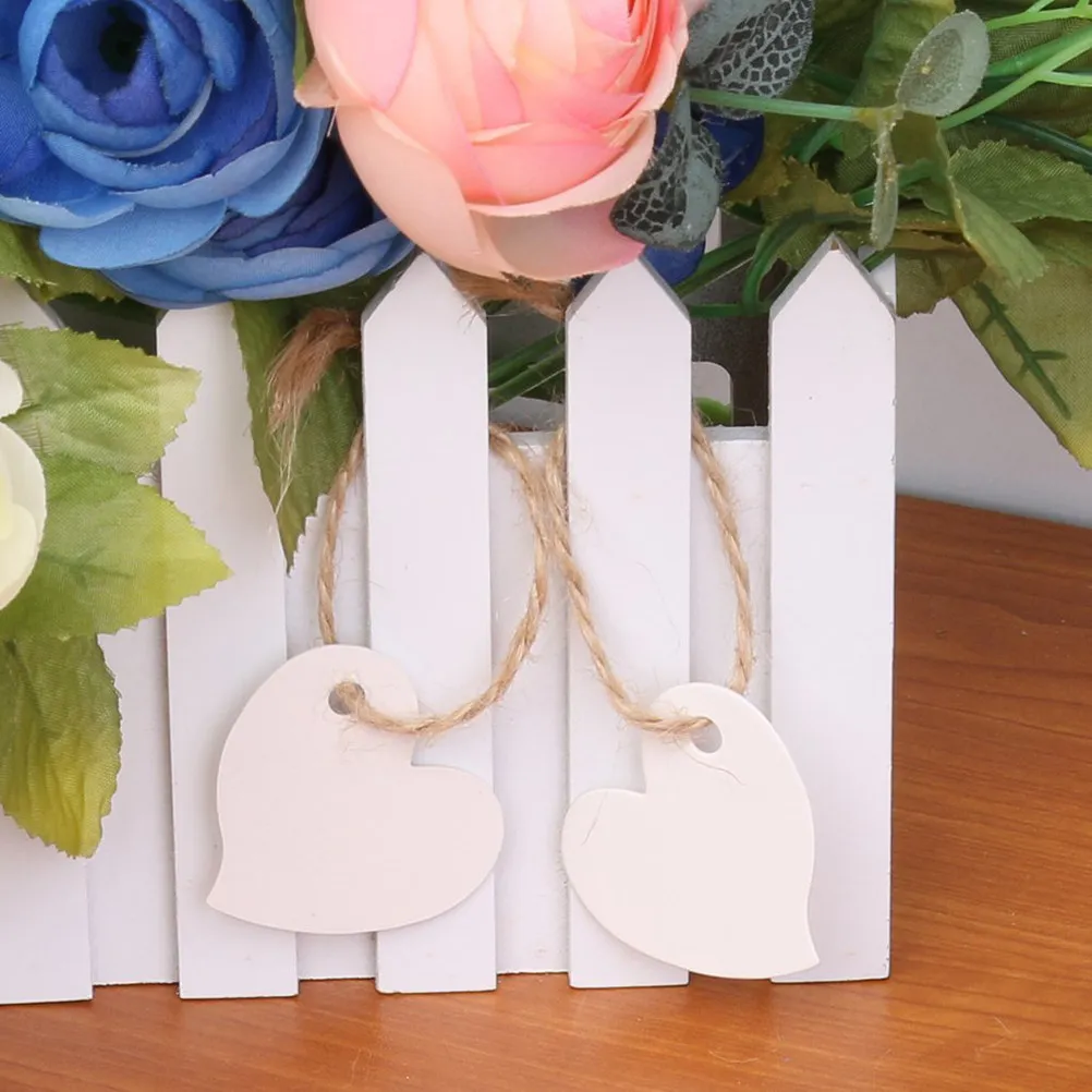100Pcs Heart Shape Kraft Paper Gift Tags 4.5x4.5cm Blank DIY Labels for Wedding Baby Shower Thank You Cards Bookmarks with Jute