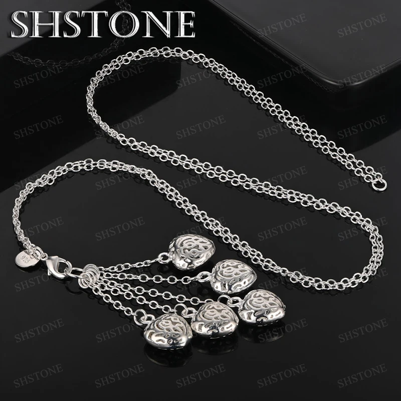 

Heart Hollow Out Necklace 925 Sterling Silver Necklace For Women Engagement Wedding Party Gift Fashion Charm Jewelry Accessories
