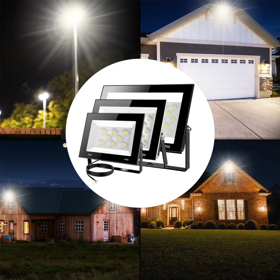 

Светодиодный прожектор 30W 60W 100W AC220V, водонепроницаемый IP66, уличный настенный светильник, прожектор-рефлектор для садового освещения и декора