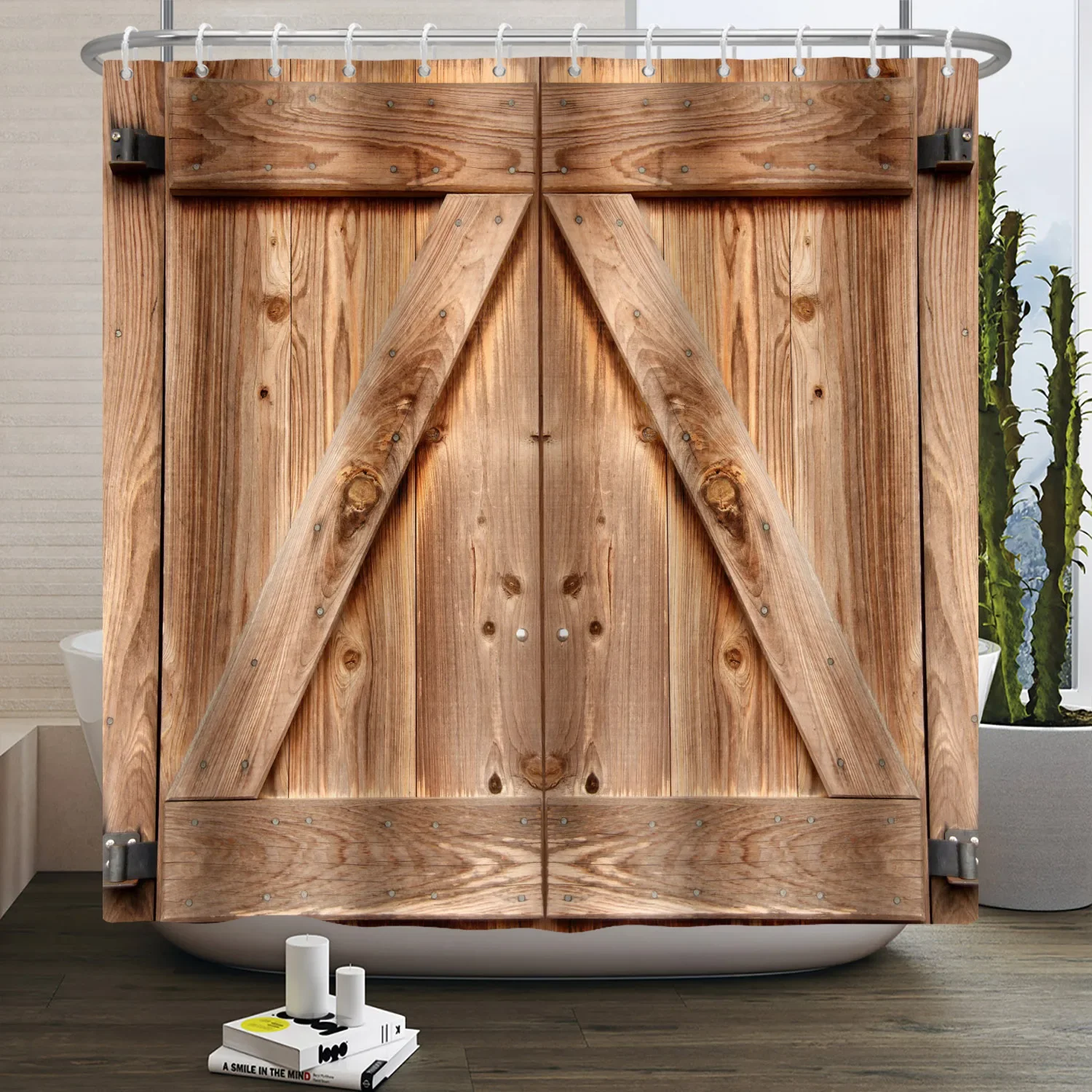 

Сельская ретро коричневая деревянная дверная занавеска для душа, фермерское искусство, спальня, больница, водонепроницаемая передняя занавеска с крючками