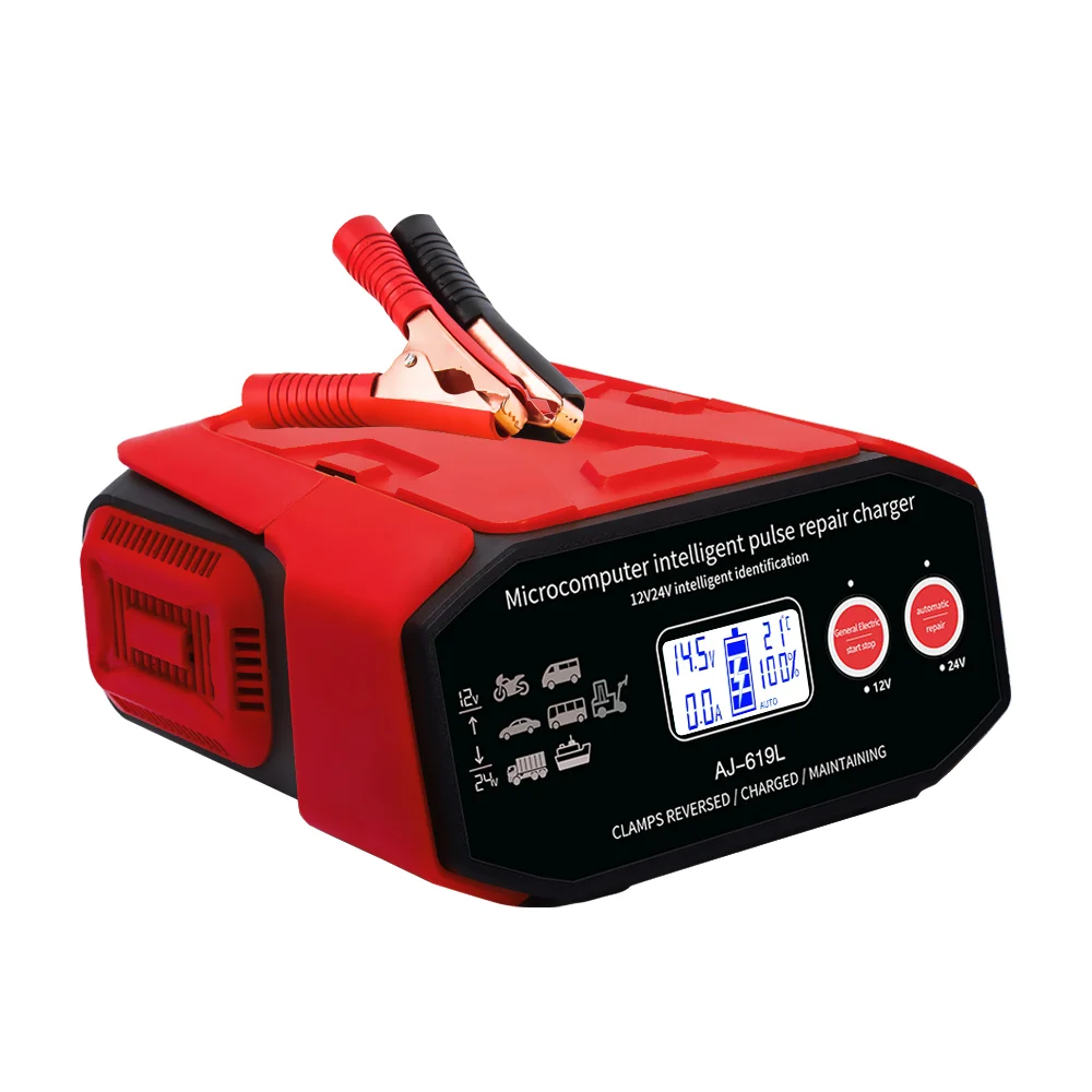 400W ładowarka samochodowa 12/24V Eu-Plug naprawa impulsów LCD szybkie ładowanie na mokro, na sucho, cyfrowym wyświetlaczu LCD — zdjęcie 7