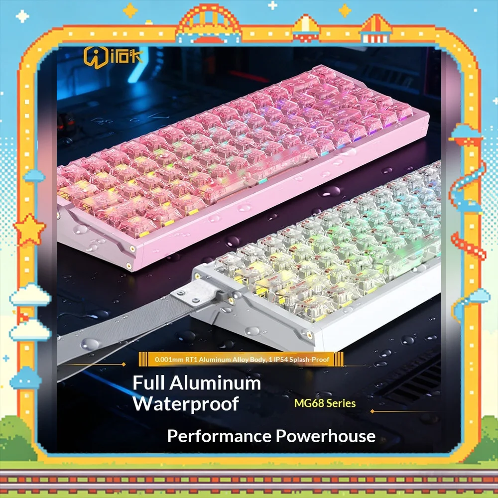 Teclado Gamer Magnético IROK Série MG68 com Interruptor Magnético, Alumínio CNC, Gatilho Rápido, RGB, Com Fio e Sem Fio para PC Gamer