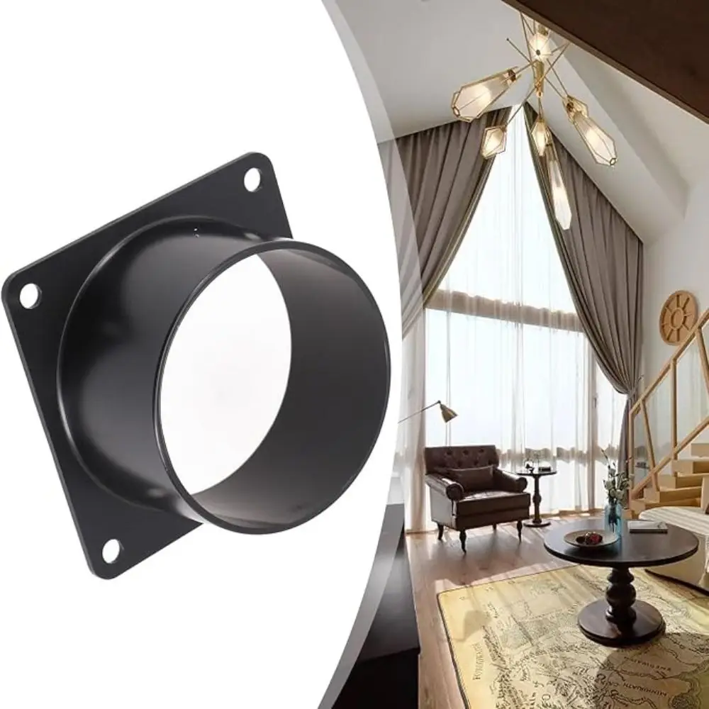 75/100/120/150mm Flange Connector ABS Black Air Ducting Connection Flange Straight Flange Pipe Fitting Square Bottom Flange