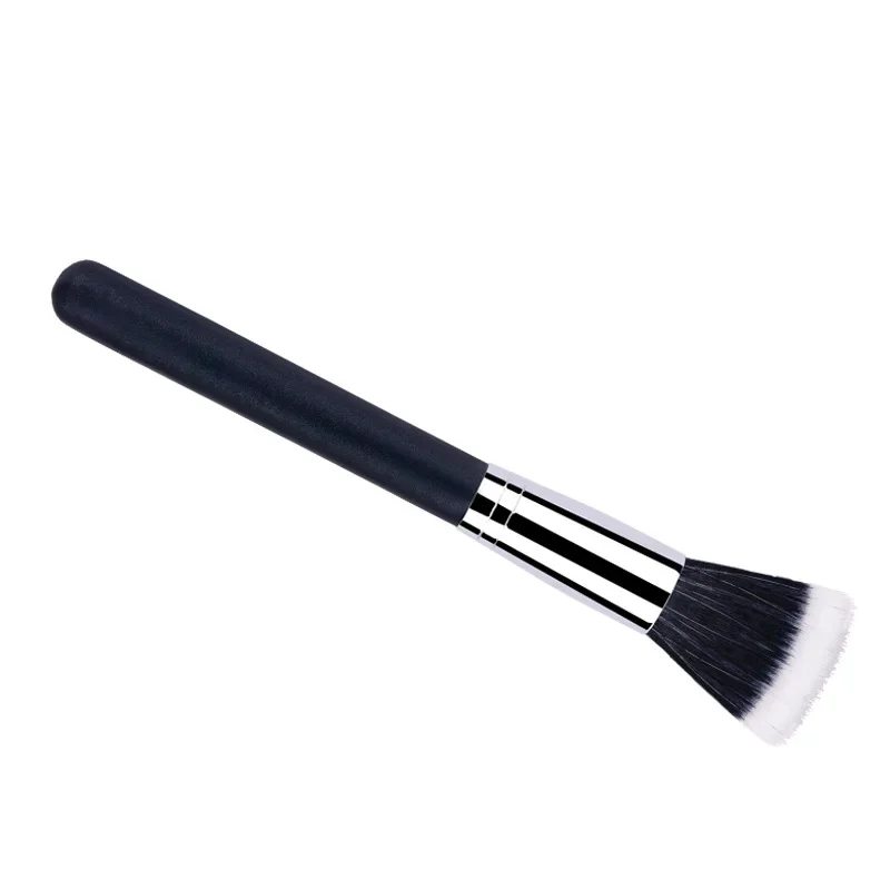 Professional Flattop Blush Brush Loose Powder Brush Black Duo Fiber Stippling Brush Contour Sculpting Cosmetic Makeup Tools