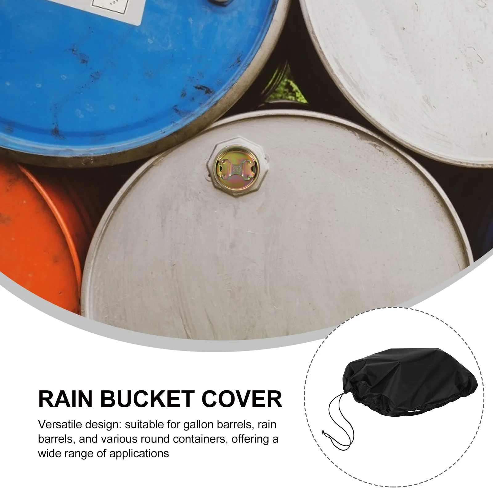 3Pcs Splashproof Chemical Barrel Protective Cover Polyester Heavy Duty Drum Cover Outdoor Rain Barrel Lid Adjustable Drawstring